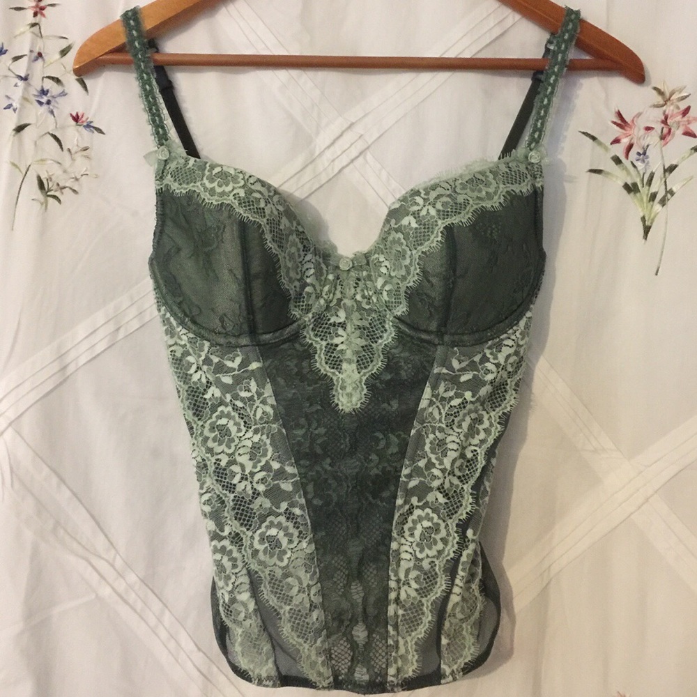 Vintage Jezebel Green Lace Corset 34C